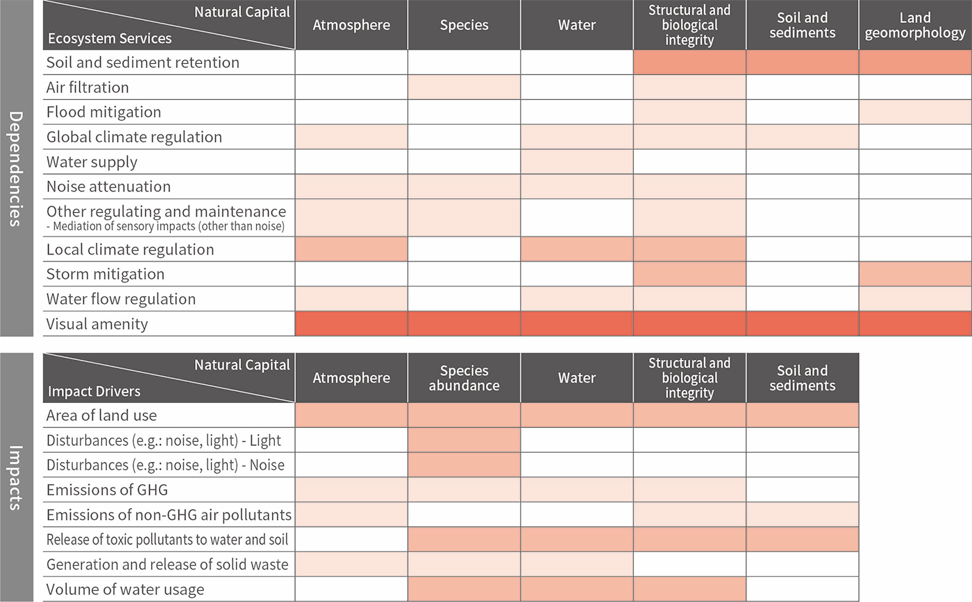 Heat Map of Dependencies and Impacts